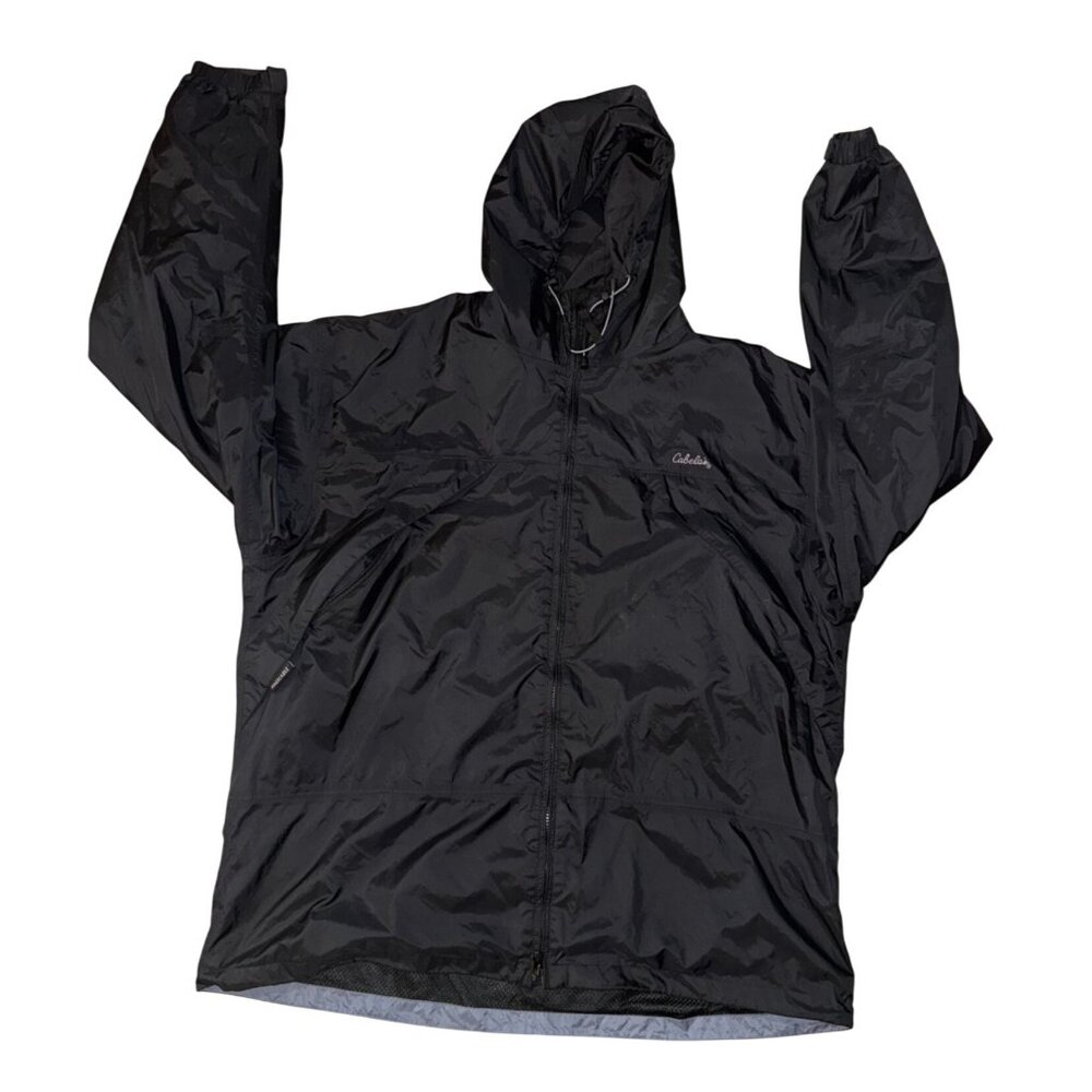 Cabelas XL Tall Black Nylon Hooded Jacket